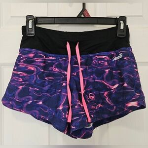 Avia Women's Black and Purple Athletic Shorts Xs
